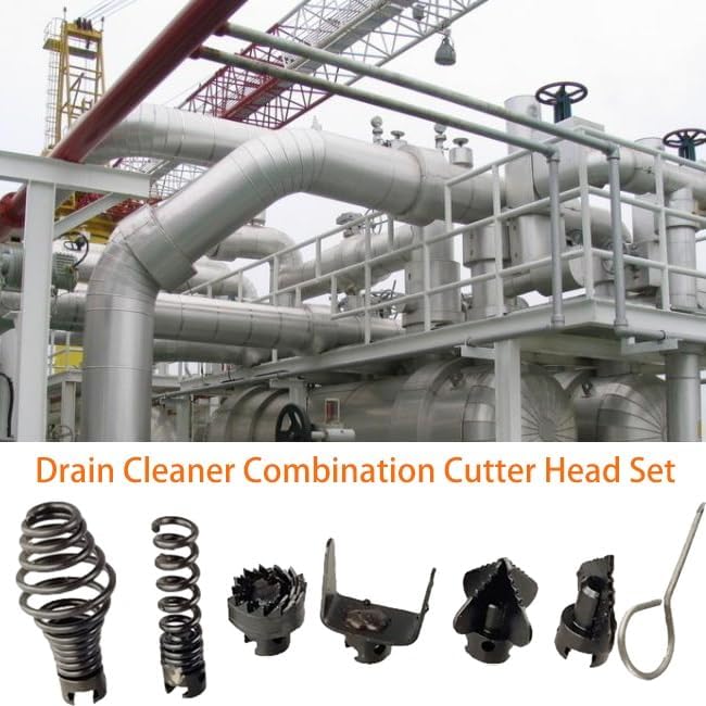 7Pcs Drain Cleaner Combination Cutter Head Set,16mm Manganese Steel Pipeline Dredging Machine Cutting Head for K400 Pipeline Dredging Machine, Pipe Cleaners, Drain Snake Drill Attachment