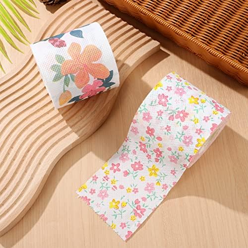 Floral Toilet Paper Novelty Bathroom Tissue Flower Pattern Toilet Tissues, Decorative Hand Towel Napkins for Home Office Travel, 2 Rolls