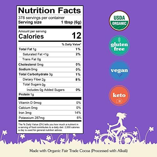 NuNaturals Organic Fairtrade Certified Cocoa Powder, Premium Dutch-Process For Drinking and Baking, 5lb