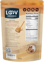 LOOV Organic Ground Flaxseed - Cold-Milled Flax Seeds - High Fiber, 5.1 g Plant-Based Omega-3 (ALA), For Smoothies & Baking, Flaxseed Meal, Linaza Molida Grown in Finland, 23 oz Resealable Pouch