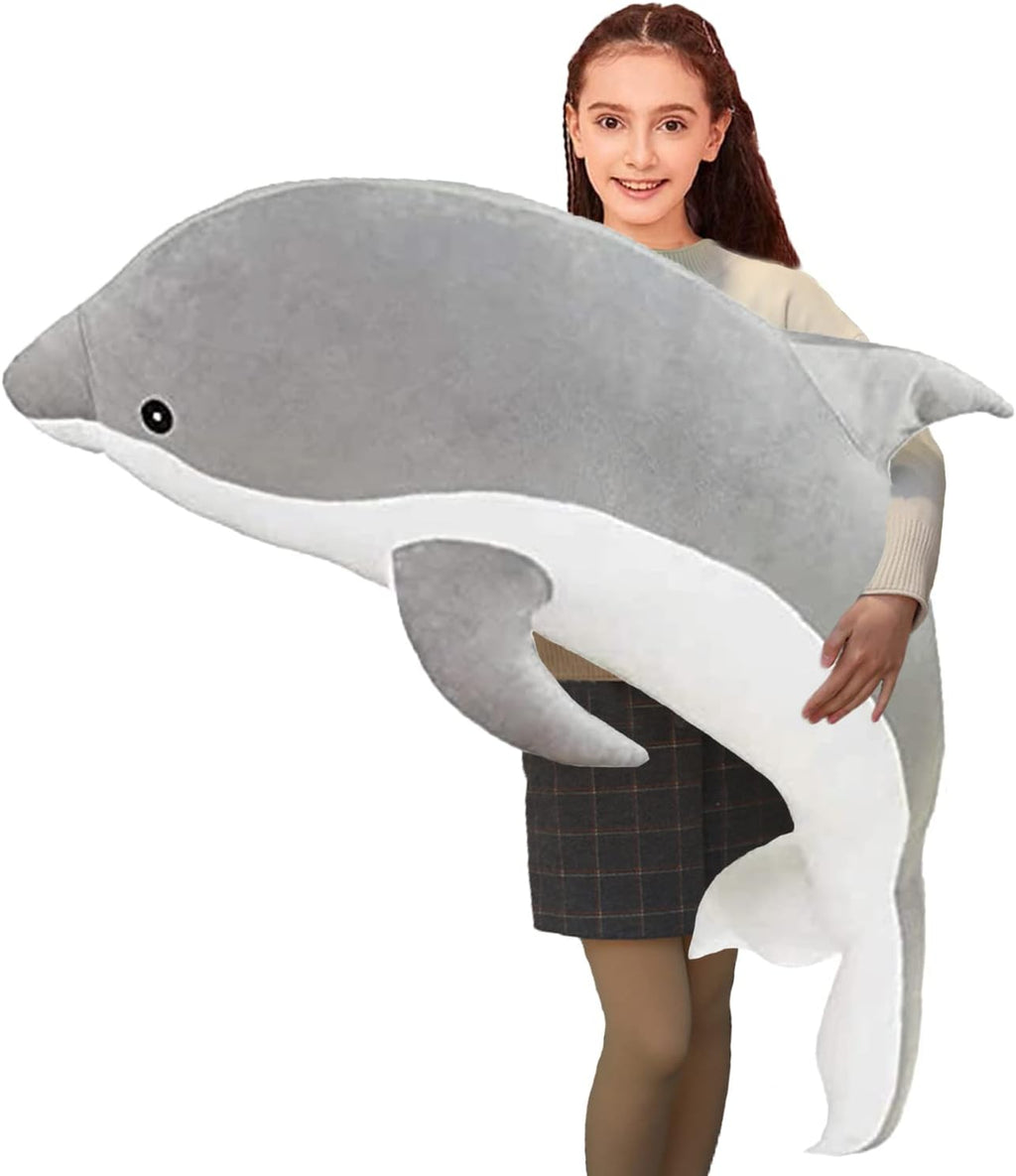Somao Dolphin Stuffed Animals Plush Pillow Super Soft Sea Animal Plush Toys Dolls for Boys Girls Sleeping Cushion Gift (70cm/27.55in, Grey)