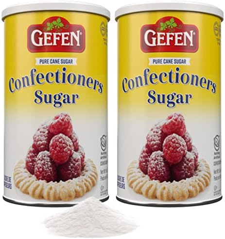 Gefen Confectioners Sugar, 16oz in Resealable Container | Powdered Sugar (2 Pack = 2 lbs) Corn Free | Gluten Free | Premium Confection Sugar | Kosher (including Passover)
