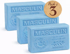 La Maison du Savon - Men's Soap Bar Trio - Moisturizing Hand & Body Soap Bars with Organic Shea Butter - Rich Creamy Lather - French Soap Made in Provence - 97% Natural Ingredients - 3x4.4 oz