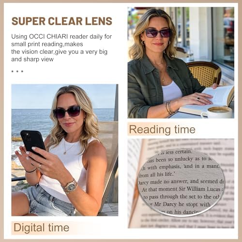 OCCI CHIARI Sun Reading Womems Oversized Blue Light Blocking Sun Readers Outdoor UV400 1.0 1.5 2.0 2.5 3.0 3.5