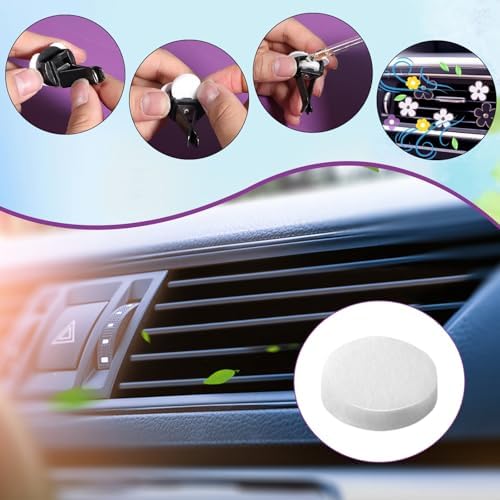 100 PCS Car Air Freshener Refill Felt Pads - 17 mm Unscented Essential Oil Perfume Refill Pads, Air Freshener Replacement Pad, Universal Essential Oil Diffuser Pad for Vent Clips, Home, Car Use