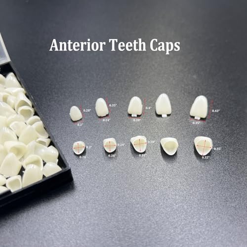 120 Pcs False Teeth Crown Repair Kit Dental Anterior and Posterior Veneers Fake Tooth Cap Crown with Thermal Beads for Fixing or DIY