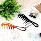 2 Pcs Large Tooth Combs, Curl Comb for Brushing out Curls Wide Tooth Comb Curl Hair Brush Durable Plastic Curly Hair Combs for Women, Hairstyling Tools for Wet Wavy Hair Wigs (Black,Amber)