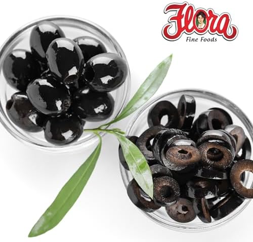 Greek Kalamata Olives Sliced - Flora Foods Imported - 19.6 OZ Glass Jar - Premium Quality