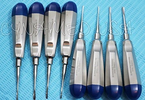 German 8 PC Straight and Curved Dental Surgery EXTRACTING LUXATING APICAL Root TIP Elevator Set of 8 Each