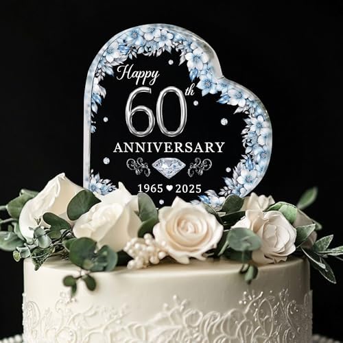 60th Wedding Anniversary Acrylic Cake Topper, 60 th Anniversary Decorations, 60 Wedding Topper, 60 Years Of Married Gifts (60th Anniversary 2026)