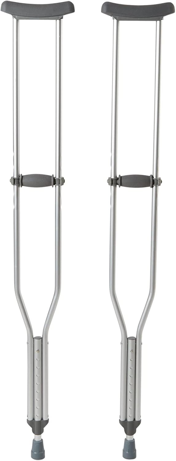 McKesson Aluminum Adjustable Underarm Crutches for Tall Adults, Max 350 lbs, 1 Pair