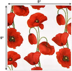 Gift Boutique 100 Poppy Floral Cocktail Beverage Napkins Disposable Paper Red Poppies Flower Dessert Napkin for Spring Summer Valentine Party Supplies