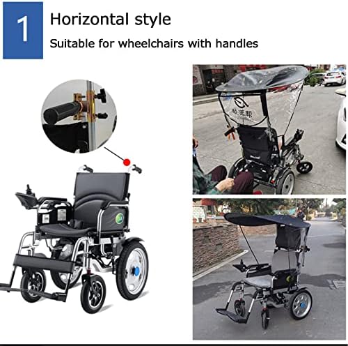 Electric Wheelchair Umbrella Canopy - Universal Sun Shade Rain Cover, Resistant Protection Awning with Clamp Stand for Most Wheelchairs