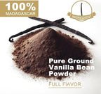 TALCUFON Madagascar Ground Vanilla Bean Powder, 100% Ground Vanilla Beans, No Fillers and Additives, Gluten Free, Non-GMO Great for Coffee, Baking, Shakes 2.5 Oz
