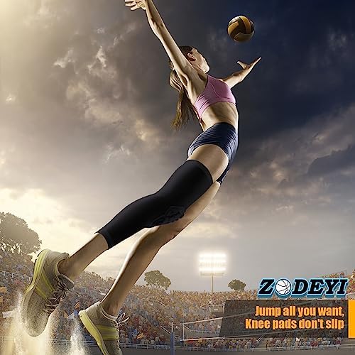 Knee Pads Wrestling Knee Sleeve Compression Leg Sleeves for Volleyball Basketball, Knee Compression Sleeve for Youth and Adult(Black_L_2 Pcs)