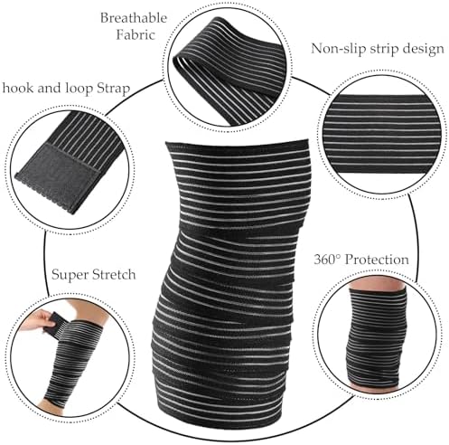 Syhood Compression Bandage Wraps for Leg, Elastic Calf Compression Sleeve Ankle Support, Adjustable Plus Size for Men and Women Stabilising Ligament, Joint Pain, Sports(12 Pieces,71 Inches)