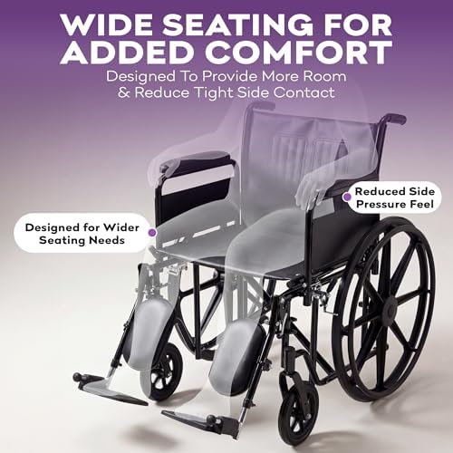 Heavy Duty Bariatric Wheelchair for Adults - Removable Desk Arms and Elevated Leg Rests - Adjustable Height, Foldable - 22" Seat Width - 500lb Capacity - K7
