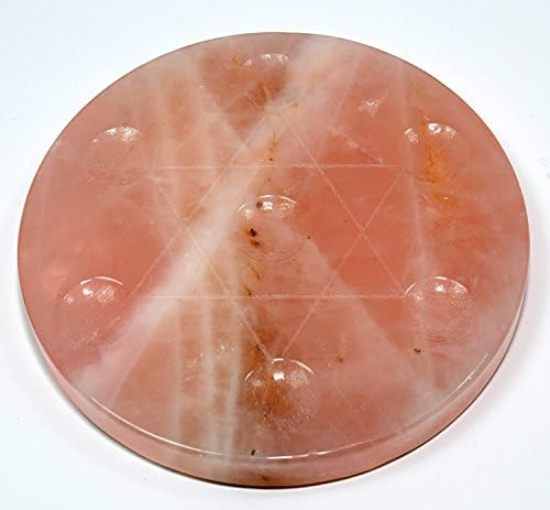HQRP 4" Natural Rose Quartz Egg/Sphere Crystal Mineral Stand Polished Pink Gemstone Plate w/Star of David Decoration