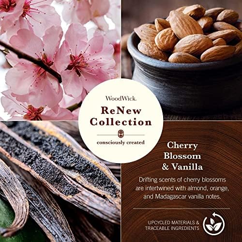 WoodWick Cherry Blossom & Vanilla Gifts for Women and Men, 13 oz. WoodWick Renew Large Candle with Crackling Wick