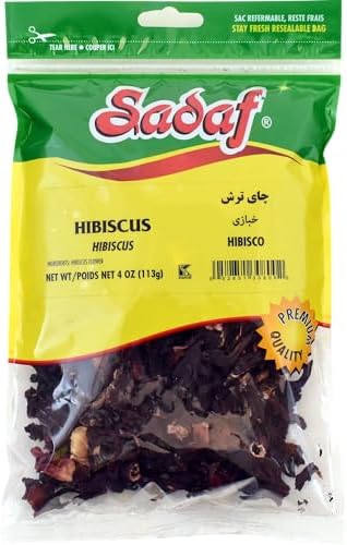 Sadaf Hibiscus Leaves - Sour Tea - Dried Hibiscus Flower for Tea, Cooking and Food Flavoring - Kosher - 4 Oz