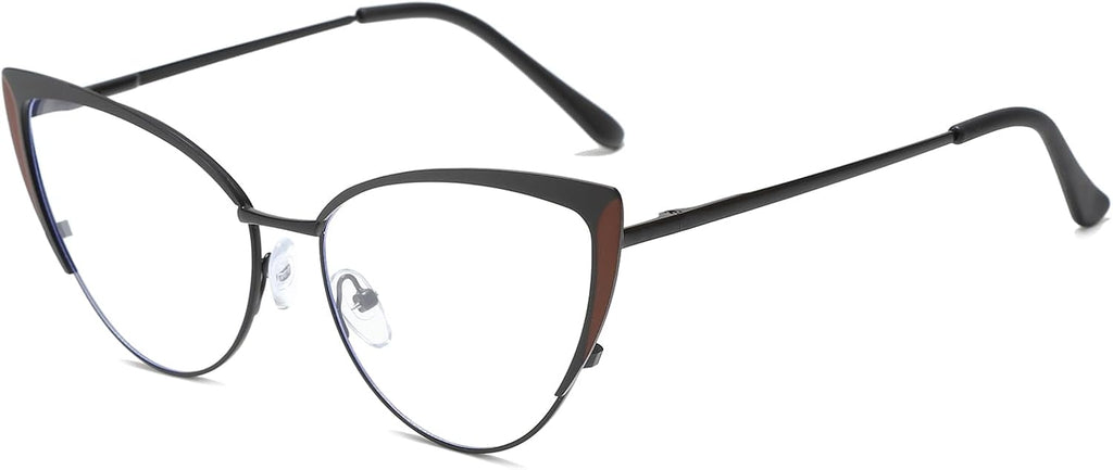 LJCZKA Blue Light Blocking Glasses for Women Cat Eye Computer Eyeglasses Anti Eyestrain Anti Glare Cateye Clear Frame