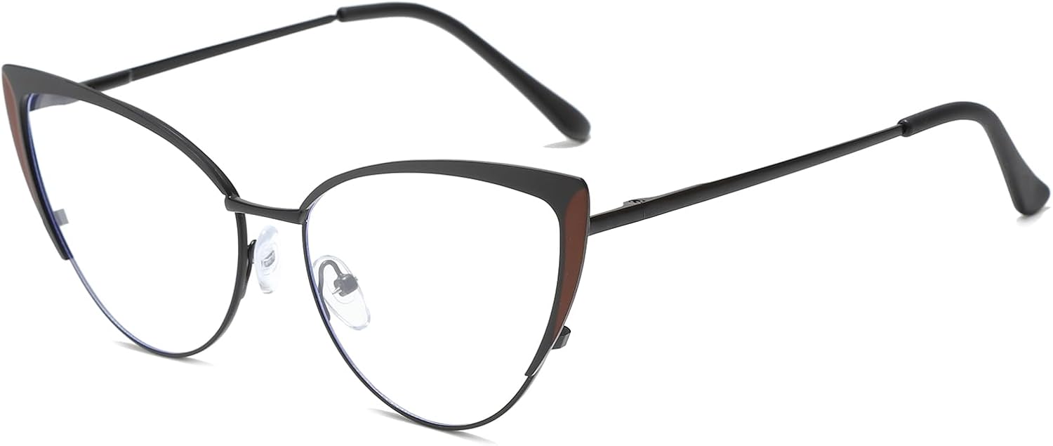 LJCZKA Blue Light Blocking Glasses for Women Cat Eye Computer Eyeglasses Anti Eyestrain Anti Glare Cateye Clear Frame