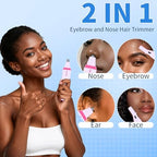 2 in 1 Nose and Ear Hair Trimmer with LED Display, Rechargeable Electric Nasal Hair Clipper for Men & Women, Eyebrow & Facial Hair Removal with Dual-Edge Blades, Easy to Clean