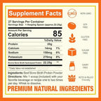 Zammex Pure Grass Fed Beef Bone Broth Protein Powder, 20g Protein, Hydrolyzed Collagen Supplement for Healthy Skin, Nails, Hair, Joints, Non-GMO, Gluten Free, Paleo & Keto Friendly, Great in Soup