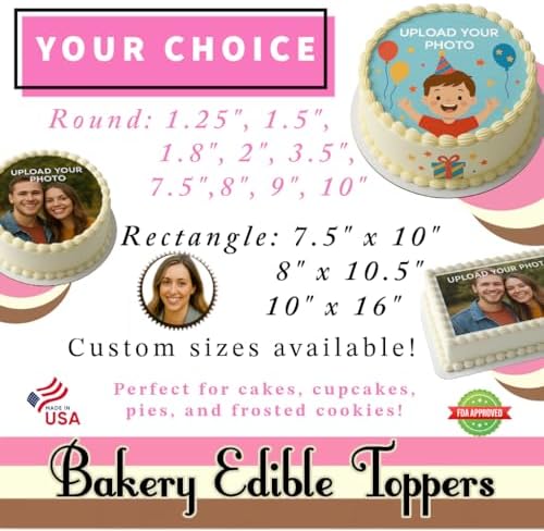 PRE-CUT CUSTOM EDIBLE PHOTO CUPCAKE TOPPER:Make Your Celebration Truly One-Of-A-Kind! Upload Your Photo for an Eye-Catching,Personalized Edible Cupcake Topper 1.5" Cupcake,30 set