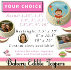 PRE-CUT CUSTOM EDIBLE PHOTO CUPCAKE TOPPER:Make Your Celebration Truly One-Of-A-Kind! Upload Your Photo for an Eye-Catching,Personalized Edible Cupcake Topper 1.5" Cupcake,30 set