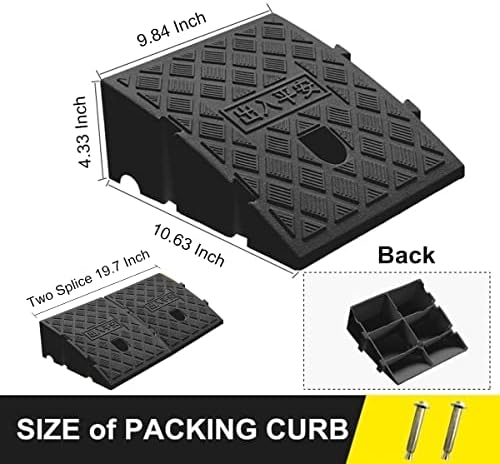 2Pack Curb Ramp Black Color, Portable Lightweight Heavy Duty Plastic Driveway Curb Ramps for Low Cars,Motorcycle Ramp,Curb Ramps (4.33 inch High)