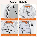 Sauna Thermometer Fahrenheit and Hygrometer 2-in-1 - Precise Indoor Humidity Temperature Monitor Gauge Sauna Accessories, Mechanical Metal Hygrothermograph Meter for Bathroom Steam Infrared Sauna Room