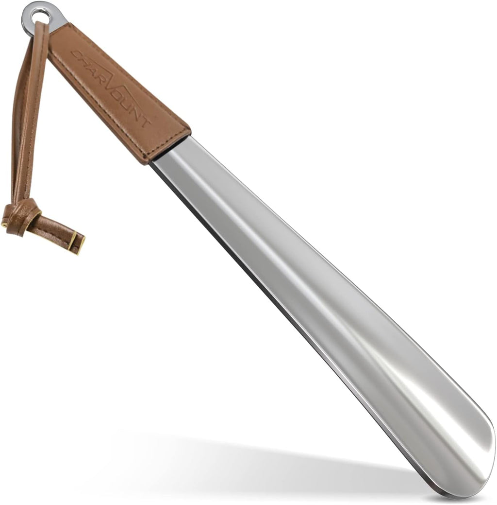 Charmount Metal Shoe Horn - 12 Inch Long Shoe Horns for Senior, Men, Women, Kids, Stainless Steel Shoehorn with Handle (Durable, Upgraded 2mm Thick)