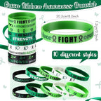 100 Pcs Mental Health Awareness Bracelets Bulk Green Ribbon Silicone Wristband Motivational Green Bracelets Rubber for Men Women Mental Health Awareness Month Gifts