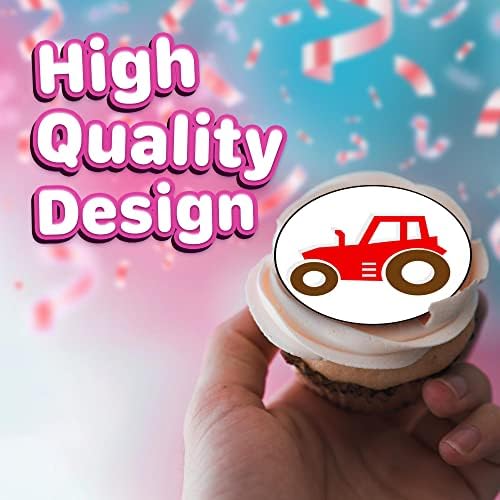 30 x Edible Cupcake Toppers Themed of Tractor Collection of Edible Cake Decorations | Uncut Edible on Wafer Sheet