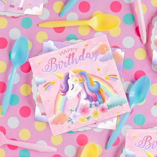 Unicorn napkins,48pcs Unicorn Birthday Party Decorations Rainbow unicorn paper Napkins for Girl Birthday Decorations