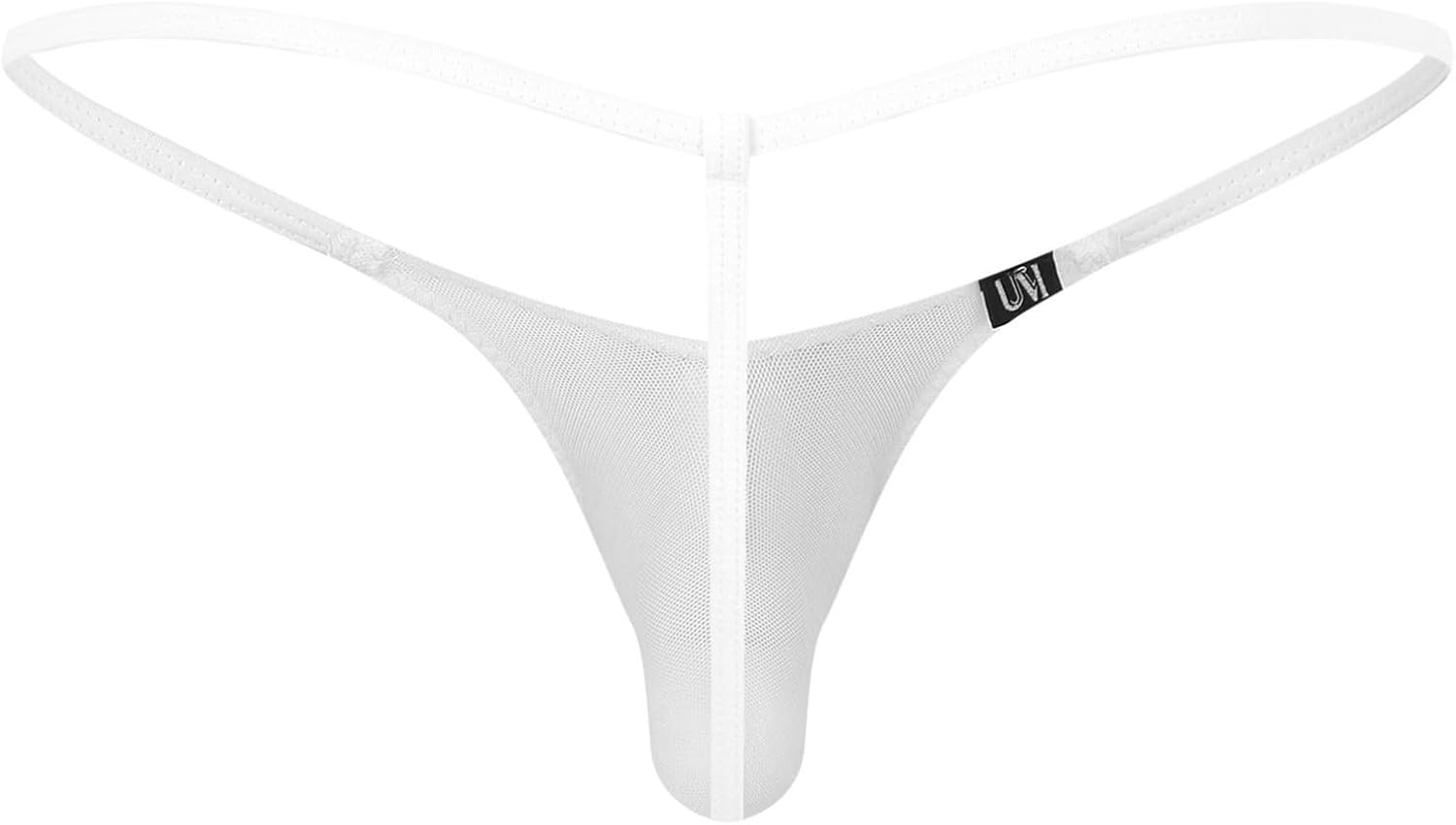 Jugaoge Sexy Men's See Through Bikini Panties Thong Underwear Bulge Pouch T-Back Brief G-String Tangas