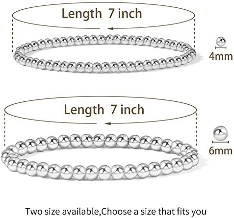 Badu Gold Plate Bead Bracelet for Women 14K Gold Plated Bead Ball Bracelet Stretchable Elastic Hypoallergenic Bohemian Stackable