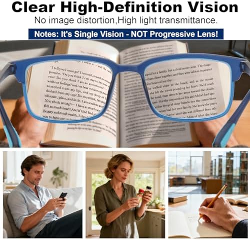 CARA 2 Pack Reading Glasses Men, Super Lightweight Grilamid TR90 Frame for Women Blue Light/UV400 Protection Computer Readers, Black+Blue, 1.5x