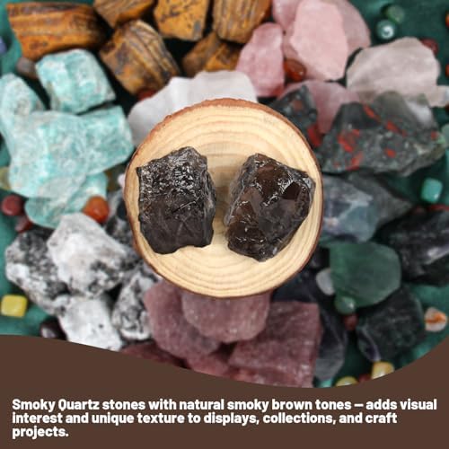 1.1lb Bulk Raw Smoky Quartz Rough Crystals- Natural Smoky Quartz Raw Stones Crystal for Tumbling, Cabbing, Fountain Rocks, Decoration, Polishing, Wire Wrapping, Wicca & Reiki Crystal Healing