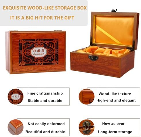 Traditional Chinese Baoding Balls, Marble Health Exercise Stress Relief Balls with an Upgraded Shockproof Imitation Wood Box, Dark Grey, 2-Piece Set, Medium-1.57"