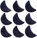mookaitedecor Set of 5 Moon Shape Healing Crystal Pocket Palm Stones, Polished Reiki Stone for Chakra Balancing, Jewelry Making, Home Decoration, Blue Sand Stone