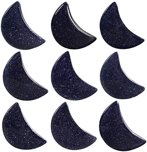 mookaitedecor Set of 5 Moon Shape Healing Crystal Pocket Palm Stones, Polished Reiki Stone for Chakra Balancing, Jewelry Making, Home Decoration, Blue Sand Stone