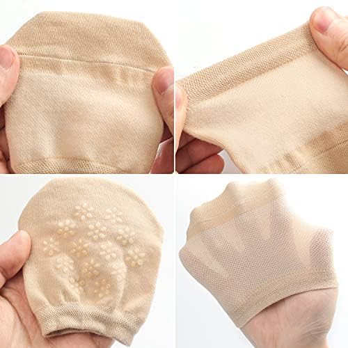 Toe Toppers No Show Liner Half Socks for Women Seamless Grip Non Slip Hidden Toe Covers for Mules 4/8 Pairs