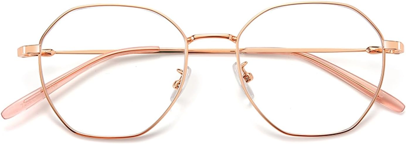 Ultralight Metal Reading Glasses for Women, Fashion Polygon Frame Readers, Blue Light Blocking Computer Glasses (Color : Gold, Size : 2.5x)