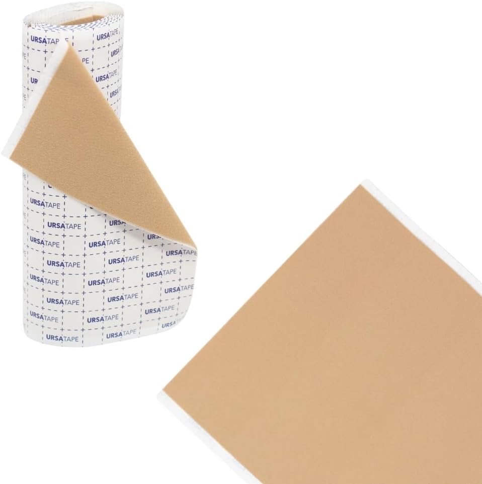 URSA Tape, Stretchy Moleskin Fabric Tape Roll, Heavy-Duty No-Residue Fashion Tape and Body Tape for Fabric, Shoes, Skin and More, Beige, 100x15 Centimeters (39 x 6 inches)