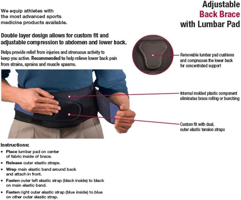 Sports Lumbar Back Strap Removable Pad Ideal for Upper and Lower Back Pain, Relieving and Supporting Men and Women, Strain, Sciatica, Scoliosis,(M, Black)