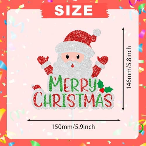 Santa Claus Merry Christmas Cake Topper,Snowman Decor Party Xmas Theme For Kids Boys Girls Happy Birthday Party Decorations Supplies