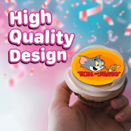 30 x Cupcake Toppers Themed of Cartoon Cat and Dog Collection - Edible Cake Decorations | Uncut on Icing Sheet