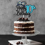 Video Game Happy 10th Birthday Cake Topper - Video Game Boy's 10th Birthday Party Blue Cake Supplies - Game On Level Up Winner Party Decoration